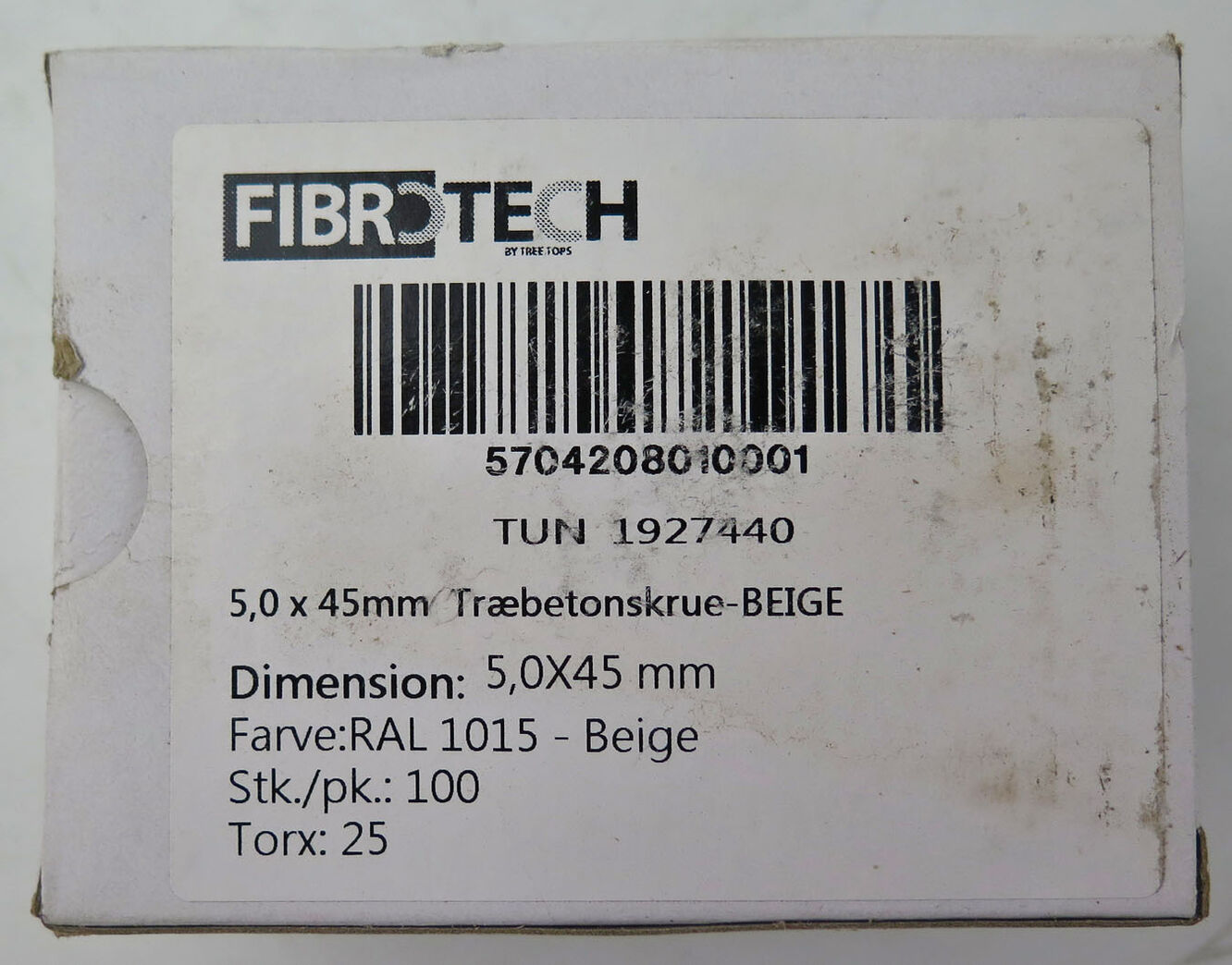 Træbetonskrue 5x45 mm Beige - 100 stk