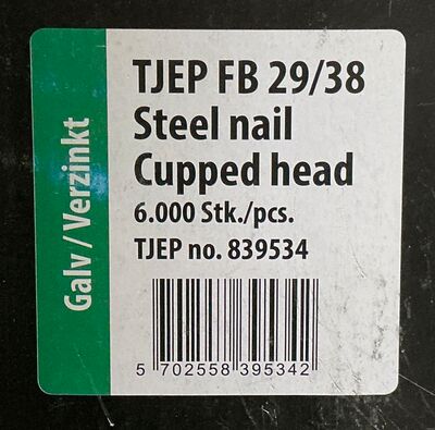 TJEP Stålsøm 38mm ca. 5750 stk.