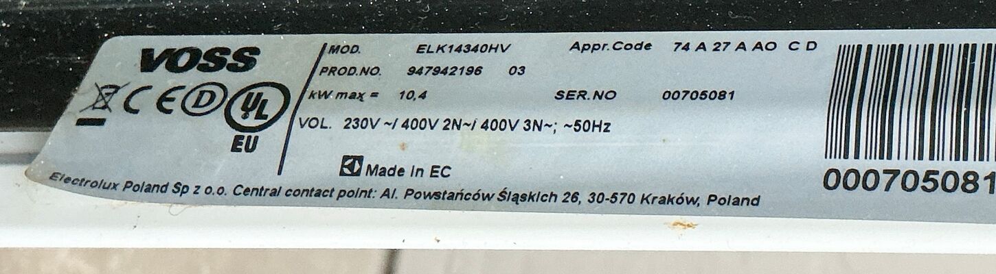 Voss keramisk komfur