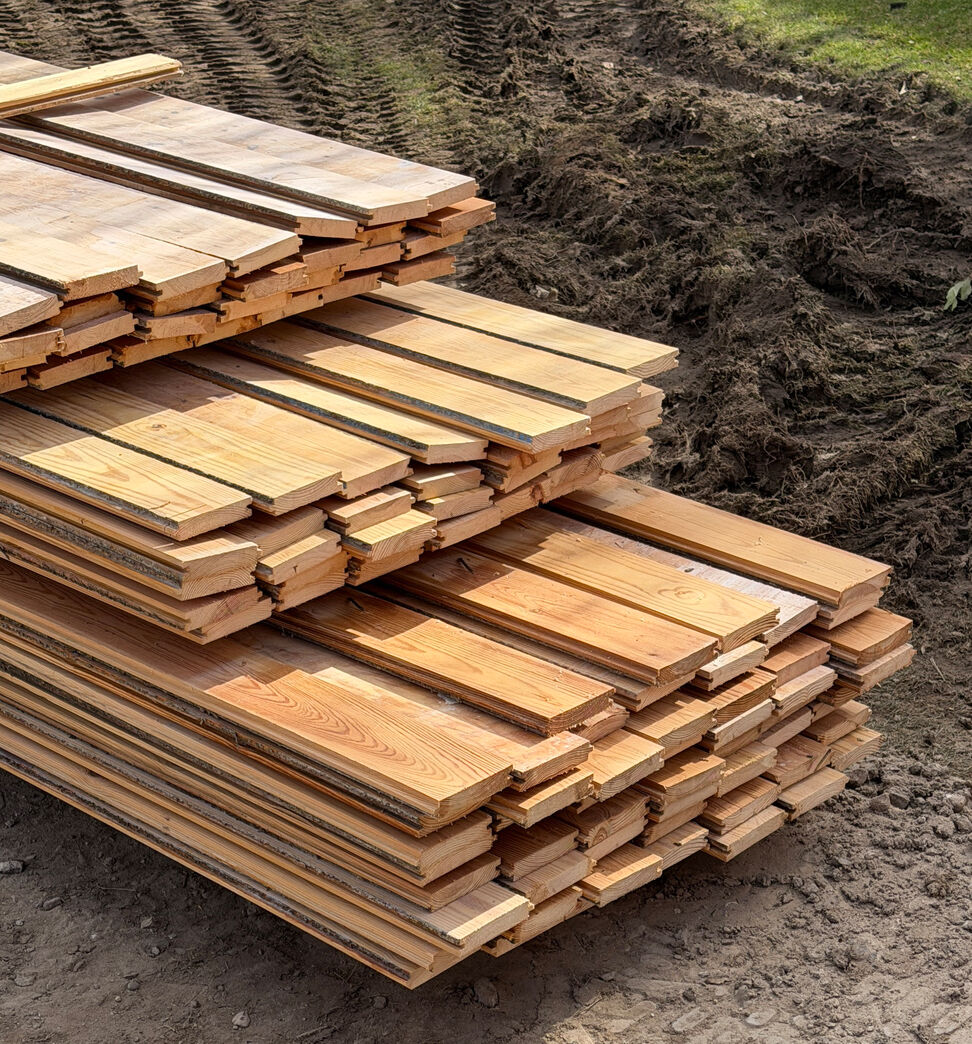 Brugte 20 mm gulvbrædder i fyr, 28 m2, 10 cm