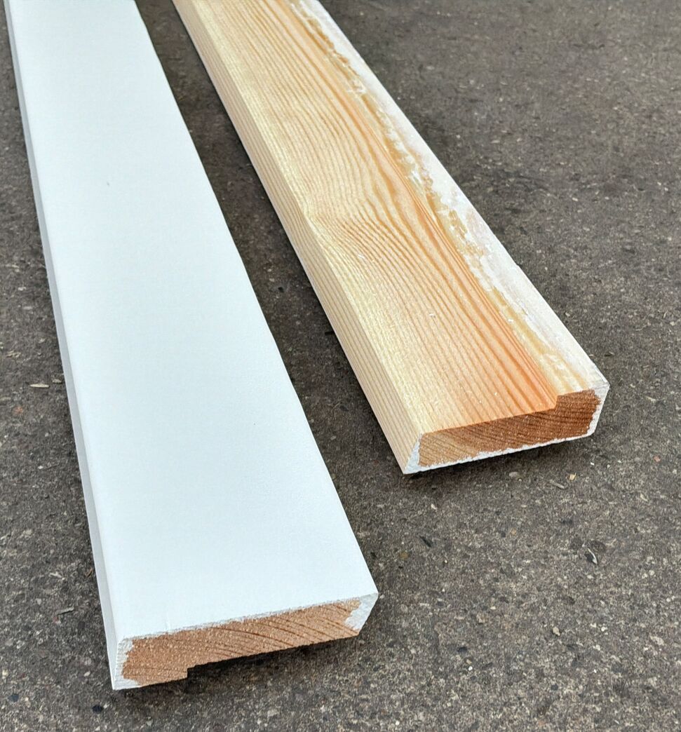 450 stk Samlet parti hvide indfatninger 21x68x4200 mm