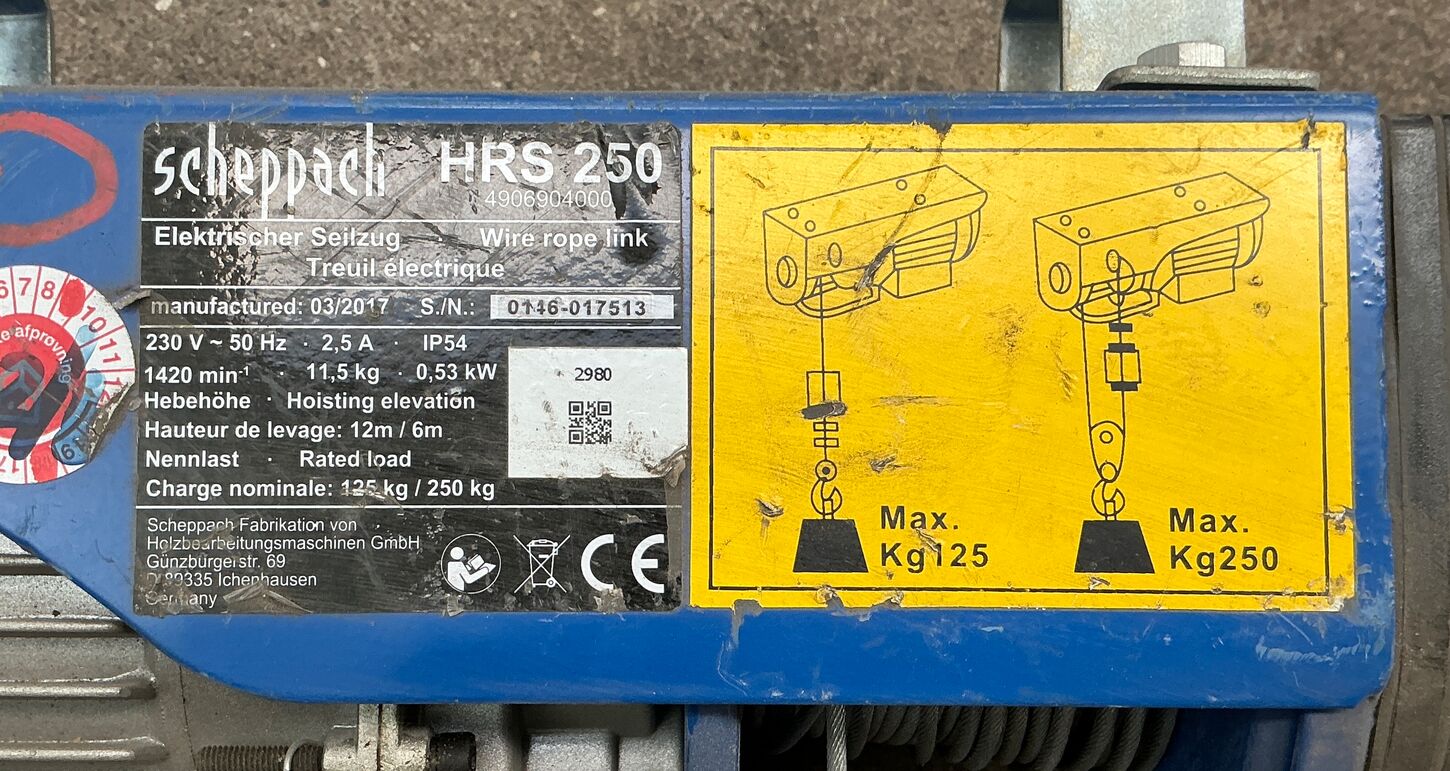 Scheppach HRS250 Elektrisk talje