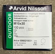 100 stk. Arvid Nilsson M10x30 mm varmgalvaniserede stålbolte