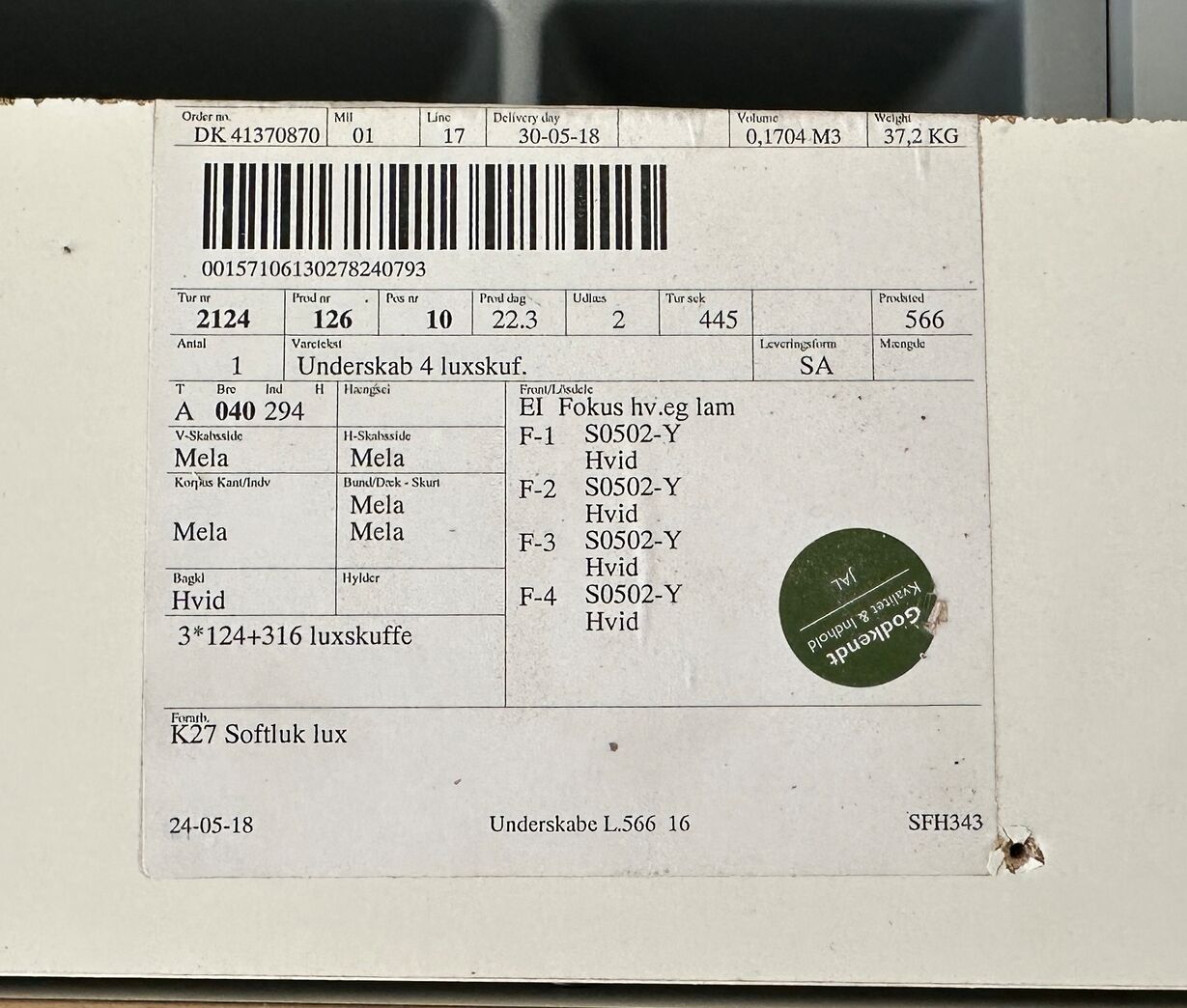 Brugt HTH Køkken med ovn.