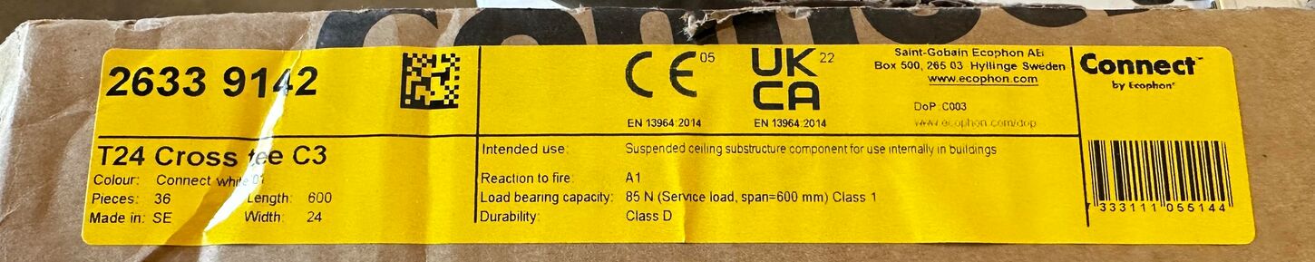 Ecophon C3 tværprofil 60 cm 24 stk