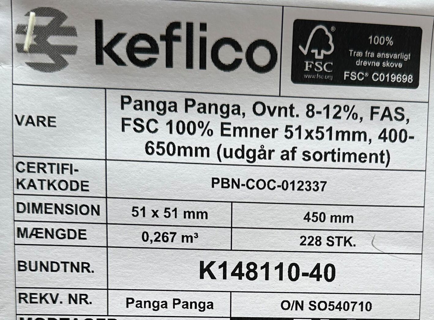 Panga Panga 51x51x450 mm
