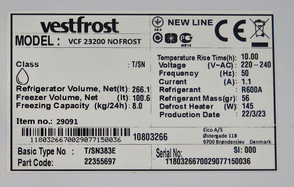 Vestfrost køle/fryseskab