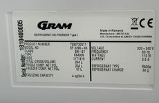 Fritstående Gram køle/fryseskab 204/90 liter