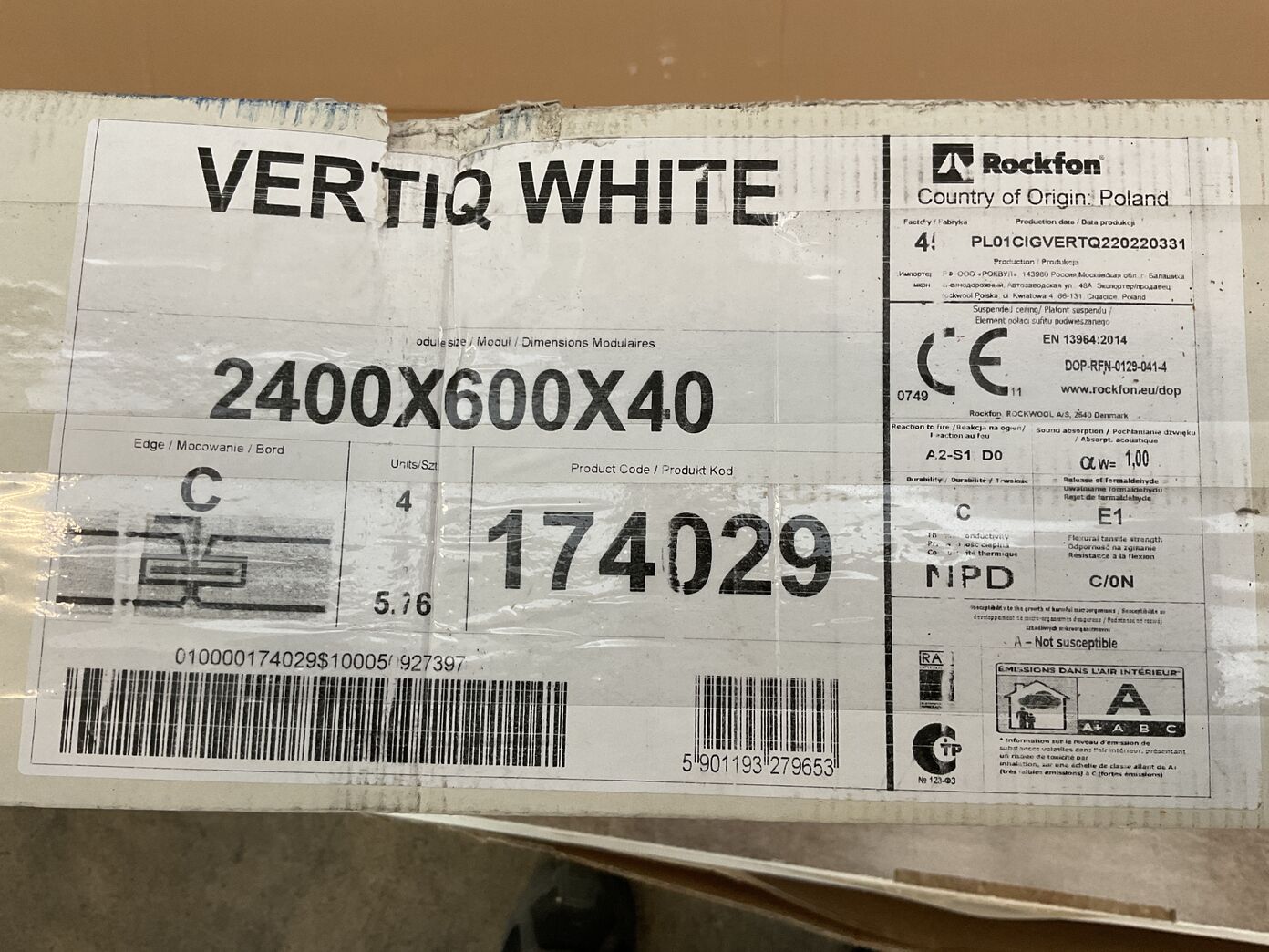 Rockfon vertiq white akustik vægpanel 4,5 m2