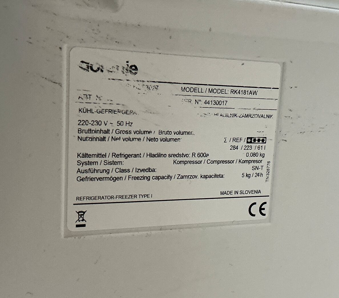 Fritstående Gorenje Køle/Fryseskab 223/61