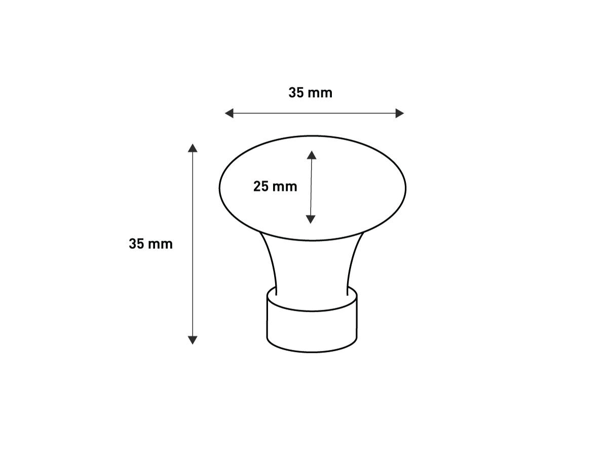 Kromfod - Oval porcelænsknop 35/25 mm