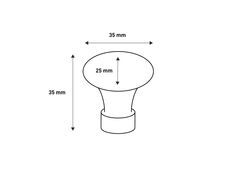 Kromfod - Oval porcelænsknop 35/25 mm