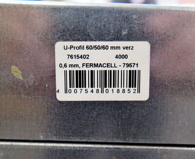 Fermacell stålskinne Bredde: 50 mm, Længde: 4000 mm