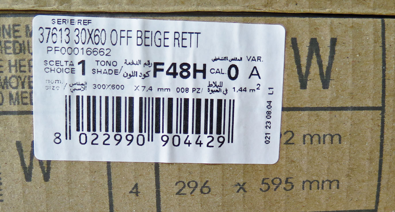 Væg/gulv fliser beige 296x595 mm, sæt á 1,44m2