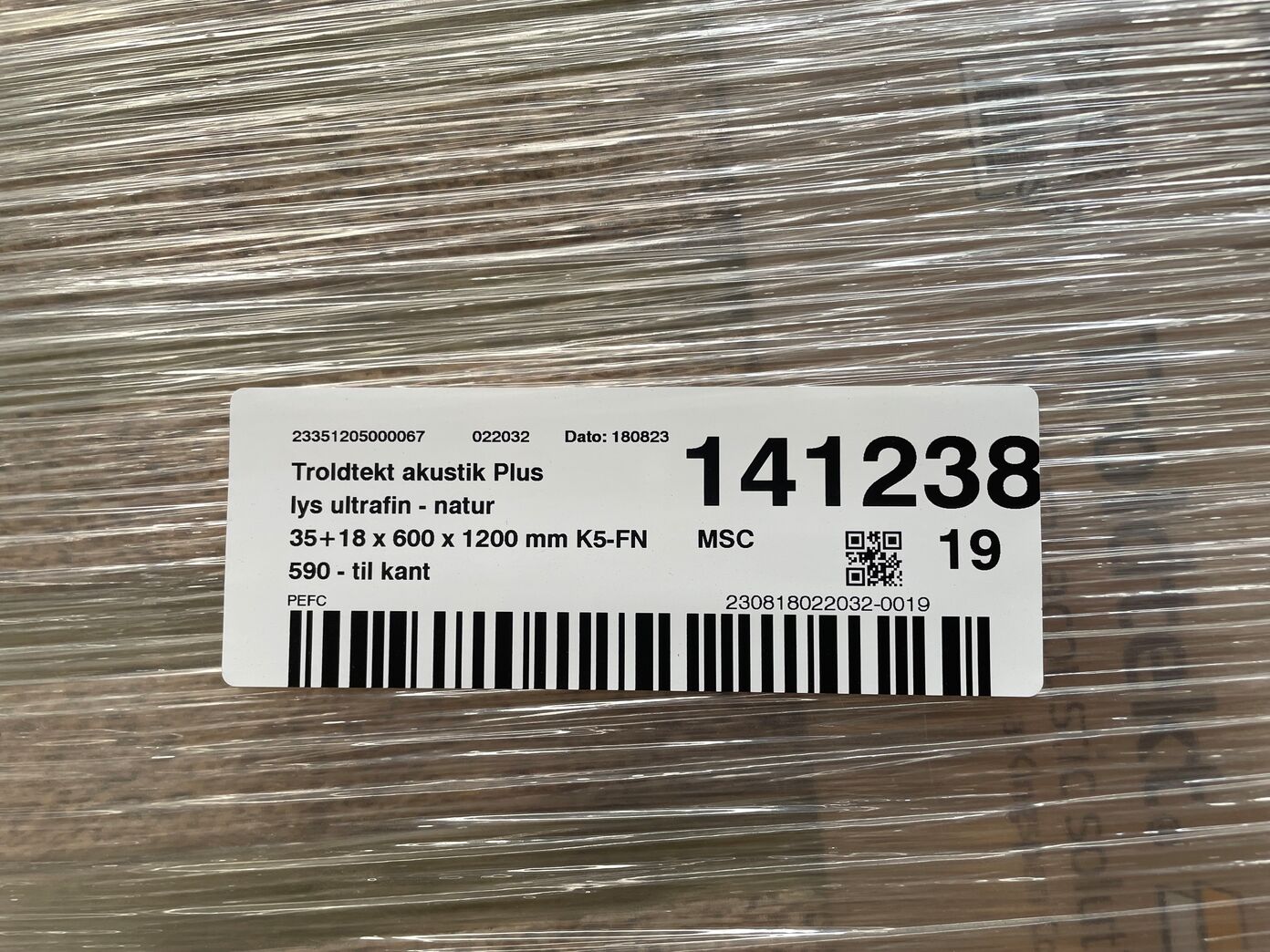 Troldtekt akustikplade Plus Lys Fin Natur 3,5x60x120 cm