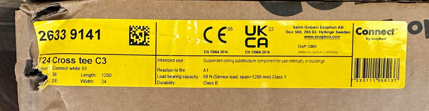 Ecophon C3 tværprofil 120 cm 47 stk