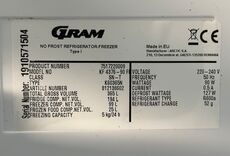 Fritstående Gram køle/fryseskab 194/99 liter