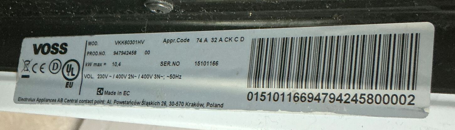 Voss keramisk komfur