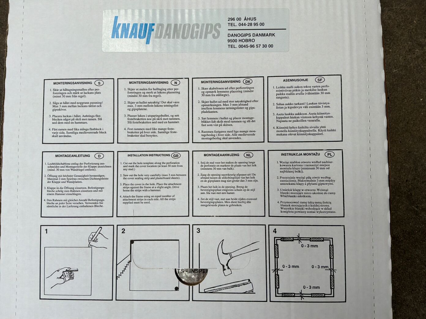 Knauf Danogips inspektionslem EI60 300x300 mm