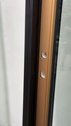 Guldfarvet vh. facadedør med karm 222 cm.