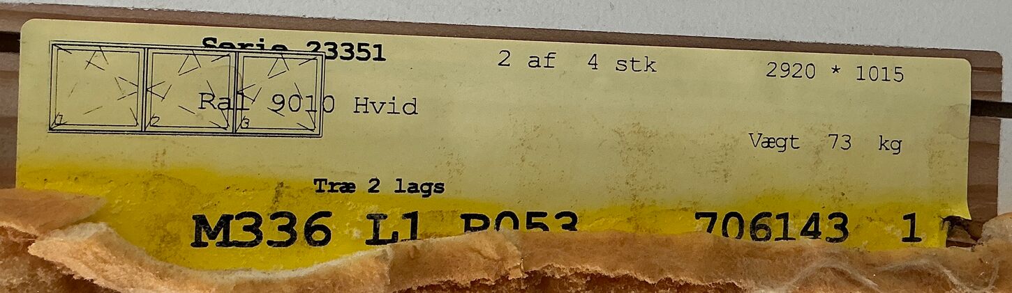 3-fags energivindue med dreje-kip - 292 cm